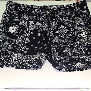 Black paisley shorts